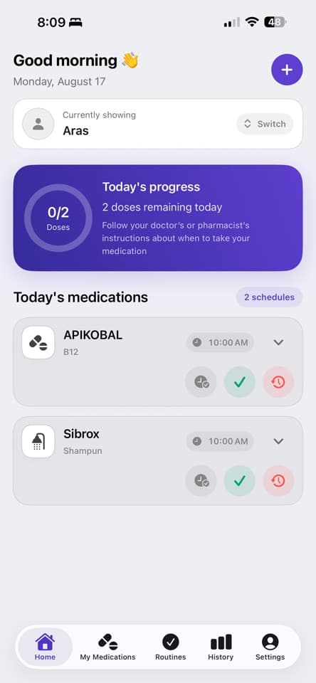 Doseora app screenshot